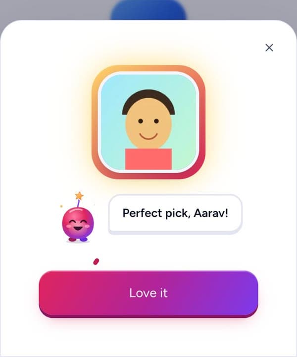 A child's new profile photo celebrated by Tara, fAImily's mascot